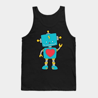 Cute Robot With Big Red Heart Valentine's Day Tank Top